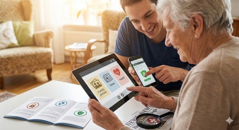 Tantangan dan Solusi, Cara Mengajari Orang Tua Menggunakan HP, Tips Internet Aman, Mencegah Hoaks pada Lansia, serta Aplikasi Ramah Lansia