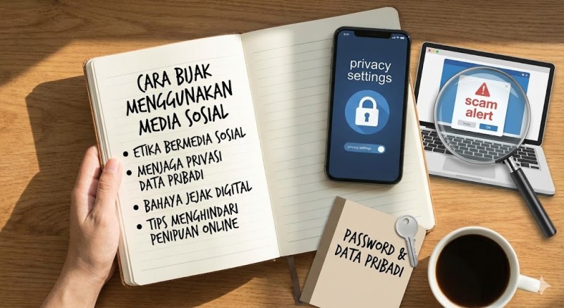 Cara Bijak Menggunakan Media Sosial: Etika Bermedia Sosial, Menjaga Privasi Data Pribadi, Bahaya Jejak Digital, dan Tips Menghindari Penipuan Online